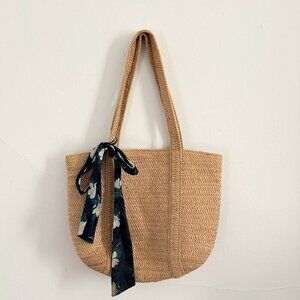 Draper James | Women's Everyday Straw Tote With Floral Scarf Coastal Beachy